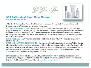 SPA Antioxidant Mud Mask Masque